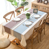 European Style 90x90 cm Decorative Linen Tablecloth with Tassels - Waterproof & Oilproof