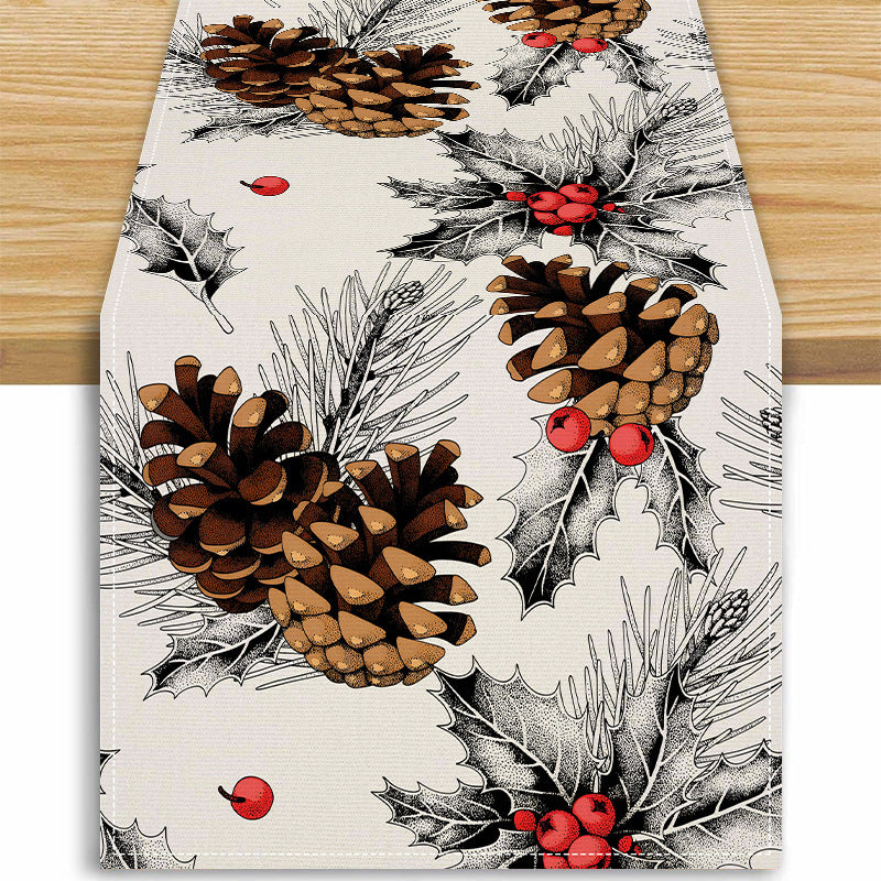Pinecone Decoration Table Flag Christmas Home Table Decoration Tablecloth Festival Tablecloth Mat Tea Flag