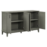 Side panel with 4-door large storage buffet, adjustable shelves and metal handles (antique gray)