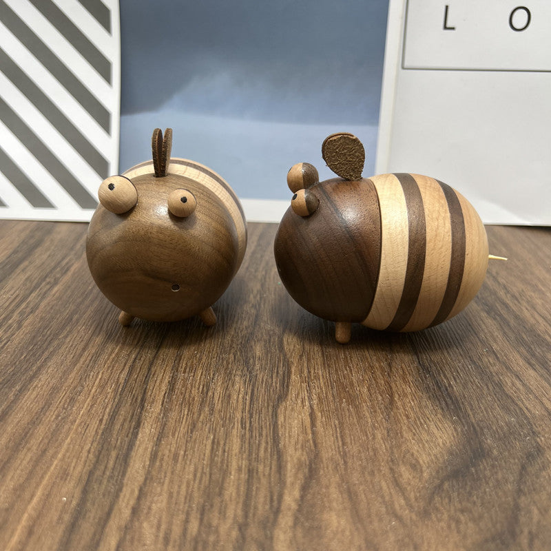 Creative Toothpick Box Toothpick Dispenser Wooden Bee Shape Toothpick Holder