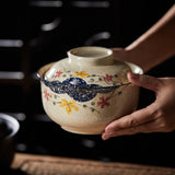 6.5 inch instant noodles bowl with cover bento box student underglaze color ceramic suit Lamian Noodles bowl canteen tableware