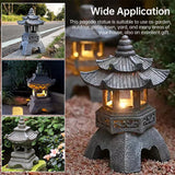Solar-Powered Zen Garden Decor: Pagoda Lanterns & Statues eprolo