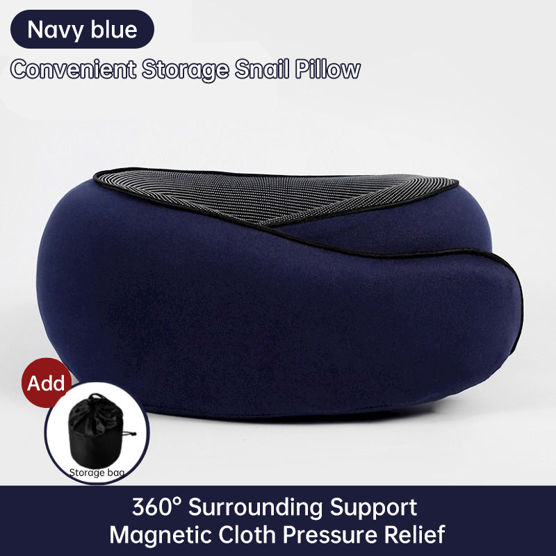 Travel Neck Pillow Memory Foam U-shaped Pillow Snail Style Travel Neck Support Portable Adjustable Soft Noon Break Sleep Pillows - Julia M LifeStyles