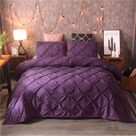 Luxury White Pinch Pleat Duvet Cover Set for Twin/Queen/King