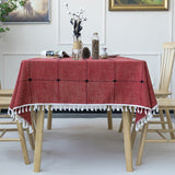 Nordic Christmas Table Cloth Hollow Tassel Table Cloth Solid Color Long Stripe Jacquard Table Cloth Tea Table Mat Cotton Linen Julia M Home & Kitchen