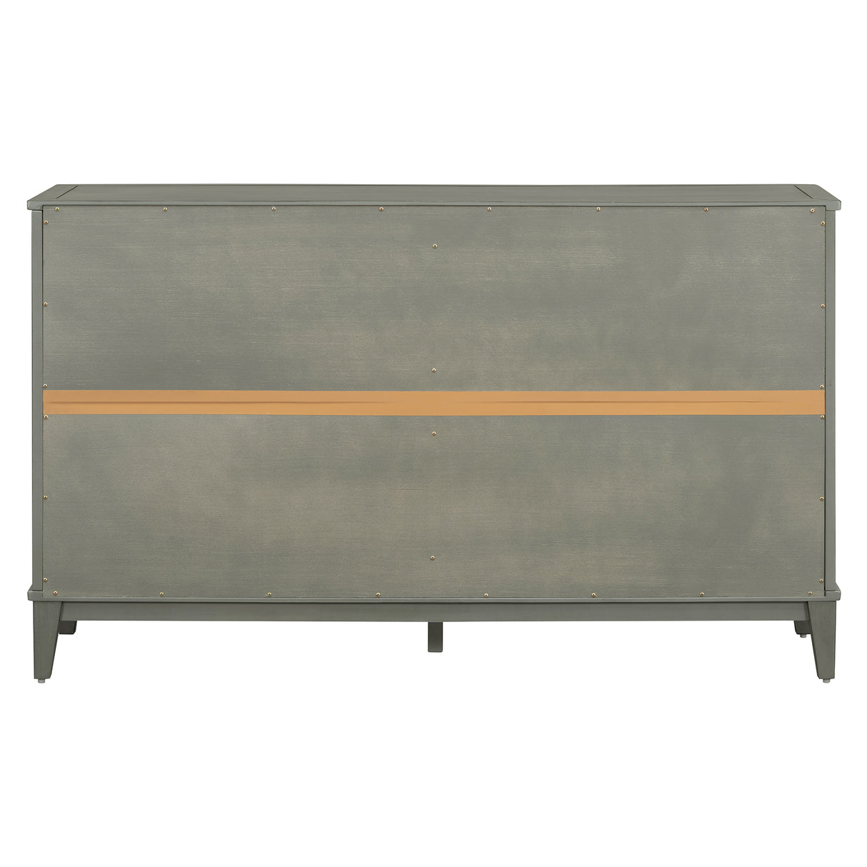 Side panel with 4-door large storage buffet, adjustable shelves and metal handles (antique gray)