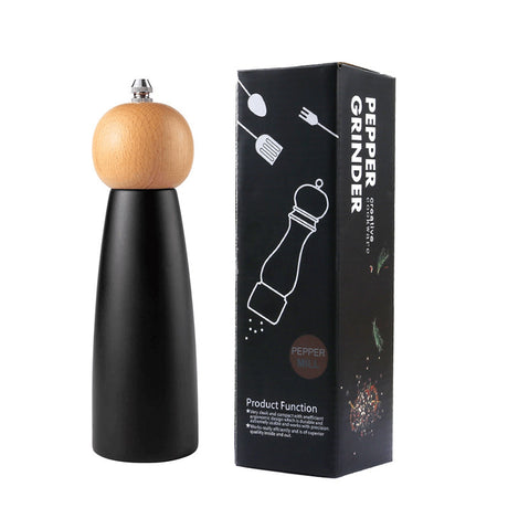 Kitchen Adjustable Coarseness Wood Pepper Grinder Mill Wooden Manual Sea Ceramic Grinding Mechanism Salt Mill