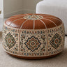 Heritage Floral Storage Ottoman Pouf – Vintage Leather-Style Accent Cover