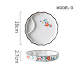 Dumpling plate sushi plate round square plate with soy sauce and vinegar partitioned snack plate ceramic plate for home use