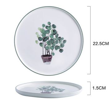 6color 8.8inch In-glaze Decoration Plant Dinner Plate Bone China Cake Dishes Plate Porcelain Pastry Fruit Tray Ceramic Tableware