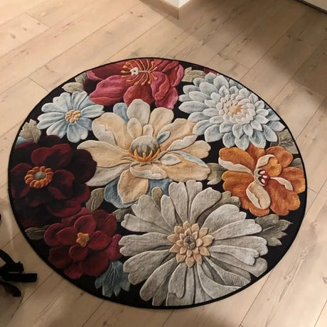 Floral Pattern Round Floor Mat by Julia M Lifestyles - Julia M LifeStyles