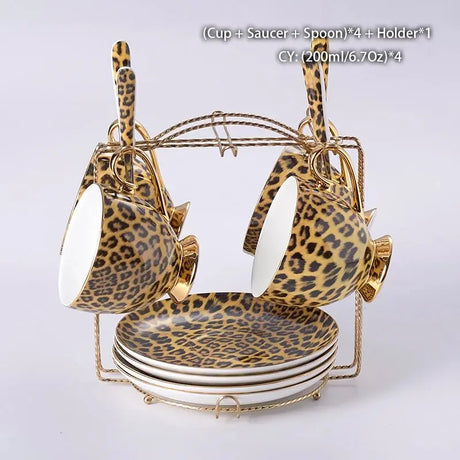 Freeson Leopard Print Luxury Bone China Coffee & Tea Set - Julia M LifeStyles