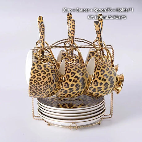 Freeson Leopard Print Luxury Bone China Coffee & Tea Set - Julia M LifeStyles