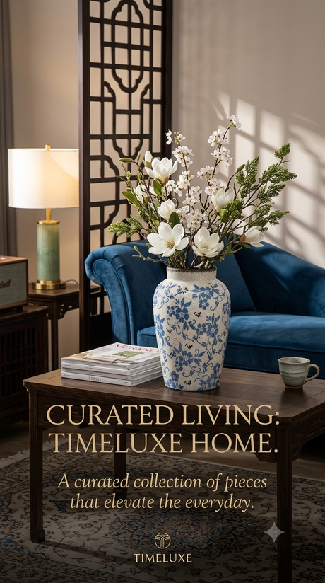 The Aoki™ Porcelain Vase - Blue & White Ice-Crackle Decorative Vase
