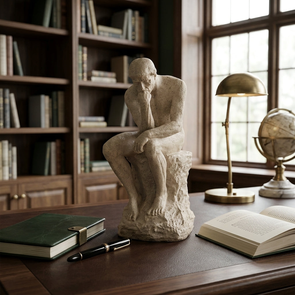 Scandinavian Sandstone Thinker Sculpture – Minimalist Home Décor