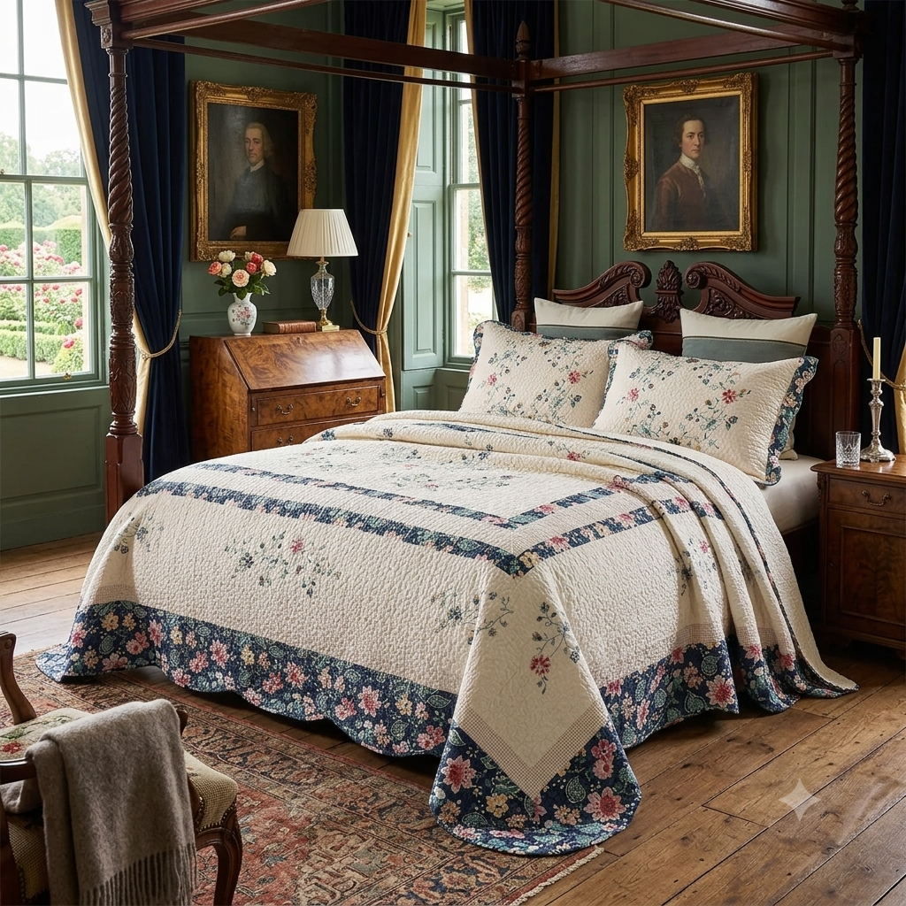 The Château Lumière Embroidered Cotton Quilt Set