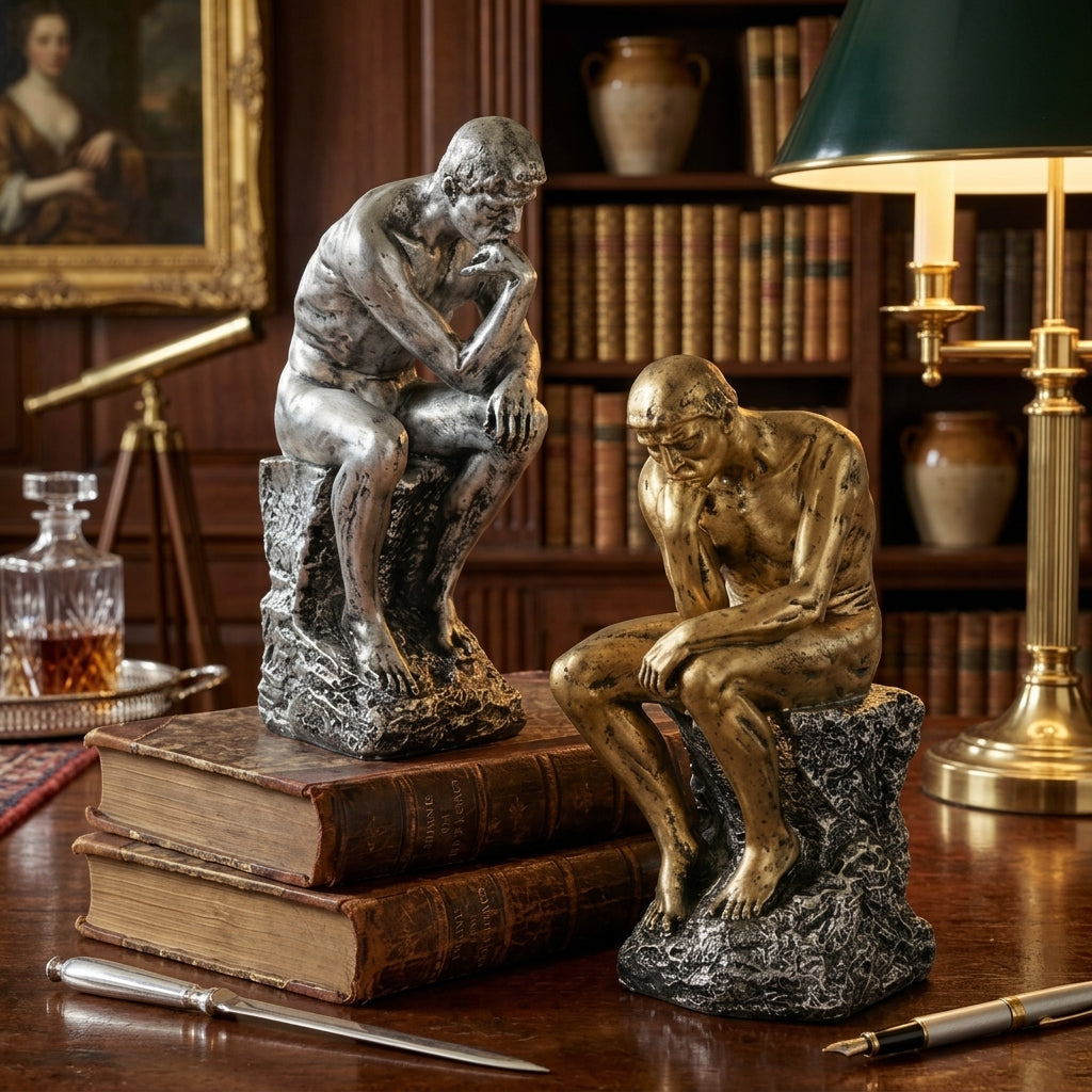 Scandinavian Sandstone Thinker Sculpture – Minimalist Home Décor