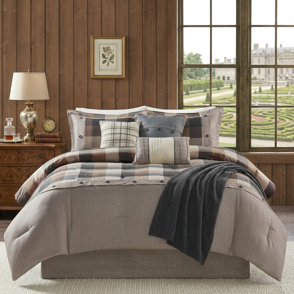 Hearthline Herringbone Seven-Piece Queen Comforter Set