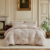 Brushed Duvet Cover Set With Button Detailing And Pleated Ruffles