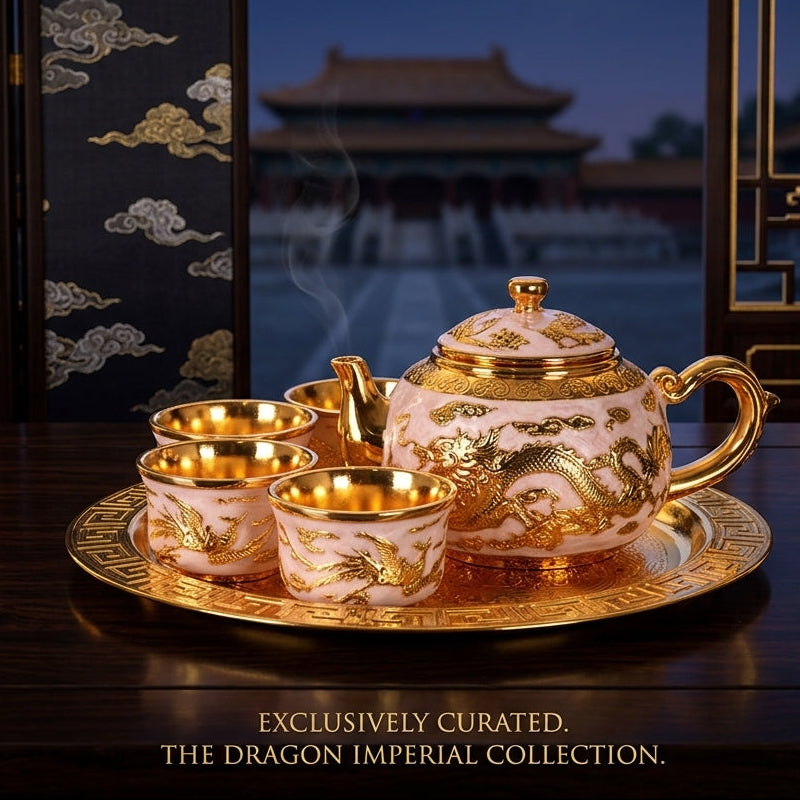 Dragon and Phoenix Silver Tea Set Pure Silver Wine Set 1 Plate 1 Pot 4 Cups Chinese Gift Box Set Teapot Gift