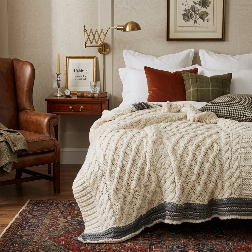 High-End Off-White Knitted Blanket