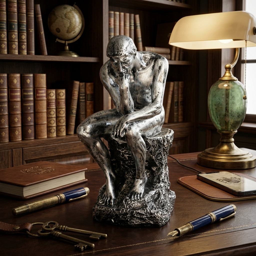 Scandinavian Sandstone Thinker Sculpture – Minimalist Home Décor