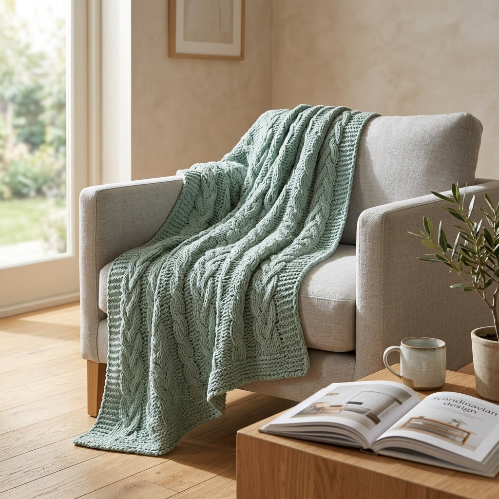 Cable Knit Textured Throw Blanket