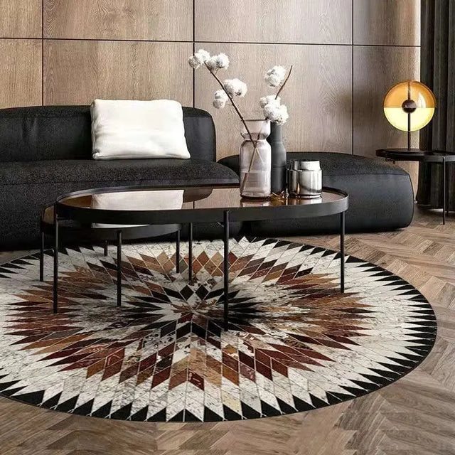 Geometric Pattern Round Carpet - Anti-Slip & Machine Washable - Julia M LifeStyles
