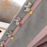 Girls' Pink Gray Patchwork Pony Lace Thickened Chenille Curtains for Living Room Bedroom Balcony Decoration Finished Product - Julia M LifeStyles