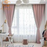 Girls' Pink Gray Patchwork Pony Lace Thickened Chenille Curtains for Living Room Bedroom Balcony Decoration Finished Product - Julia M LifeStyles