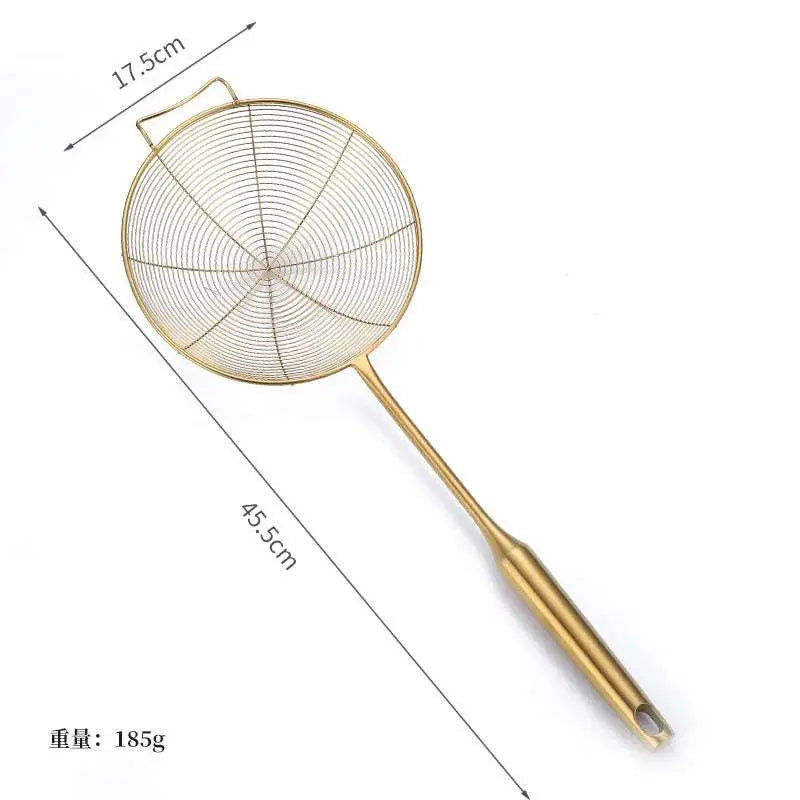 Golden Stainless Steel Skimmer Strainer - Kitchen Tools - Julia M LifeStyles