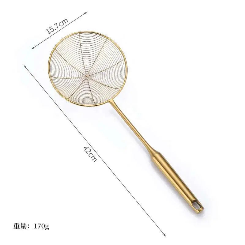 Golden Stainless Steel Skimmer Strainer - Kitchen Tools - Julia M LifeStyles