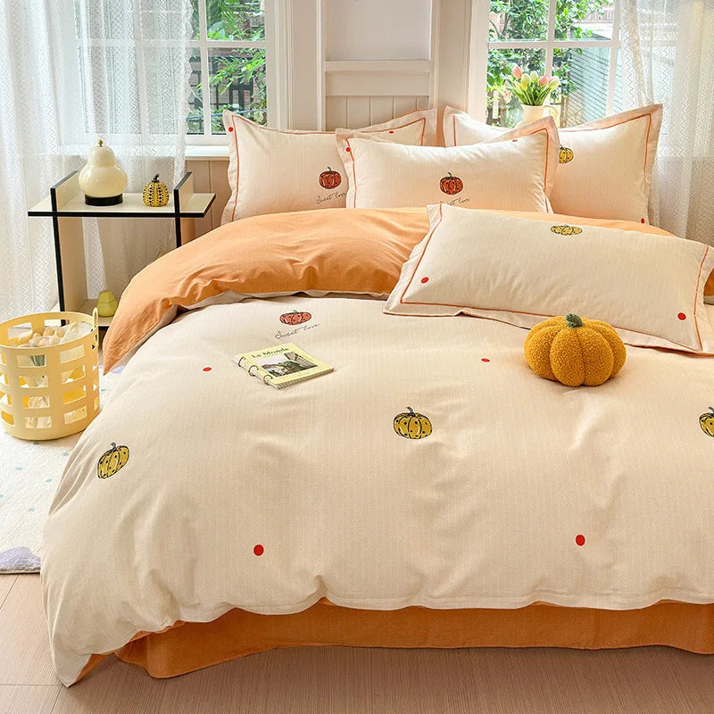 Luxury 100% Cotton Microfiber Twill Bedding Set - Four-Piece Duvet Cover&Sheet Set