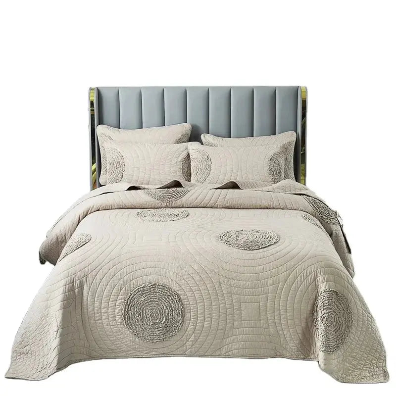 Handmade Bedding Quilts Embroidery Flower 100% Cotton Queen King Size Stitching Patchwork Bedspread 3pcs Quilt Set Julia M LifeStyles