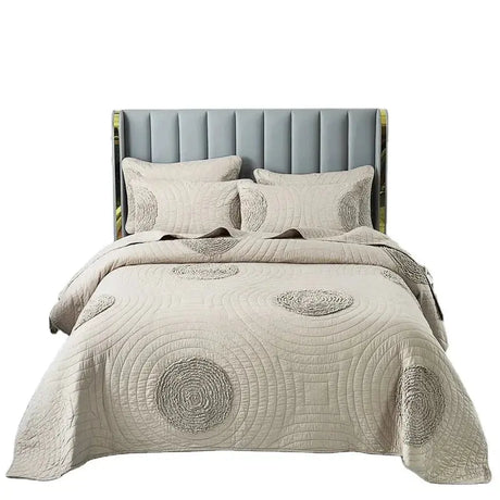 Handmade Bedding Quilts Embroidery Flower 100% Cotton Queen King Size Stitching Patchwork Bedspread 3pcs Quilt Set Julia M LifeStyles
