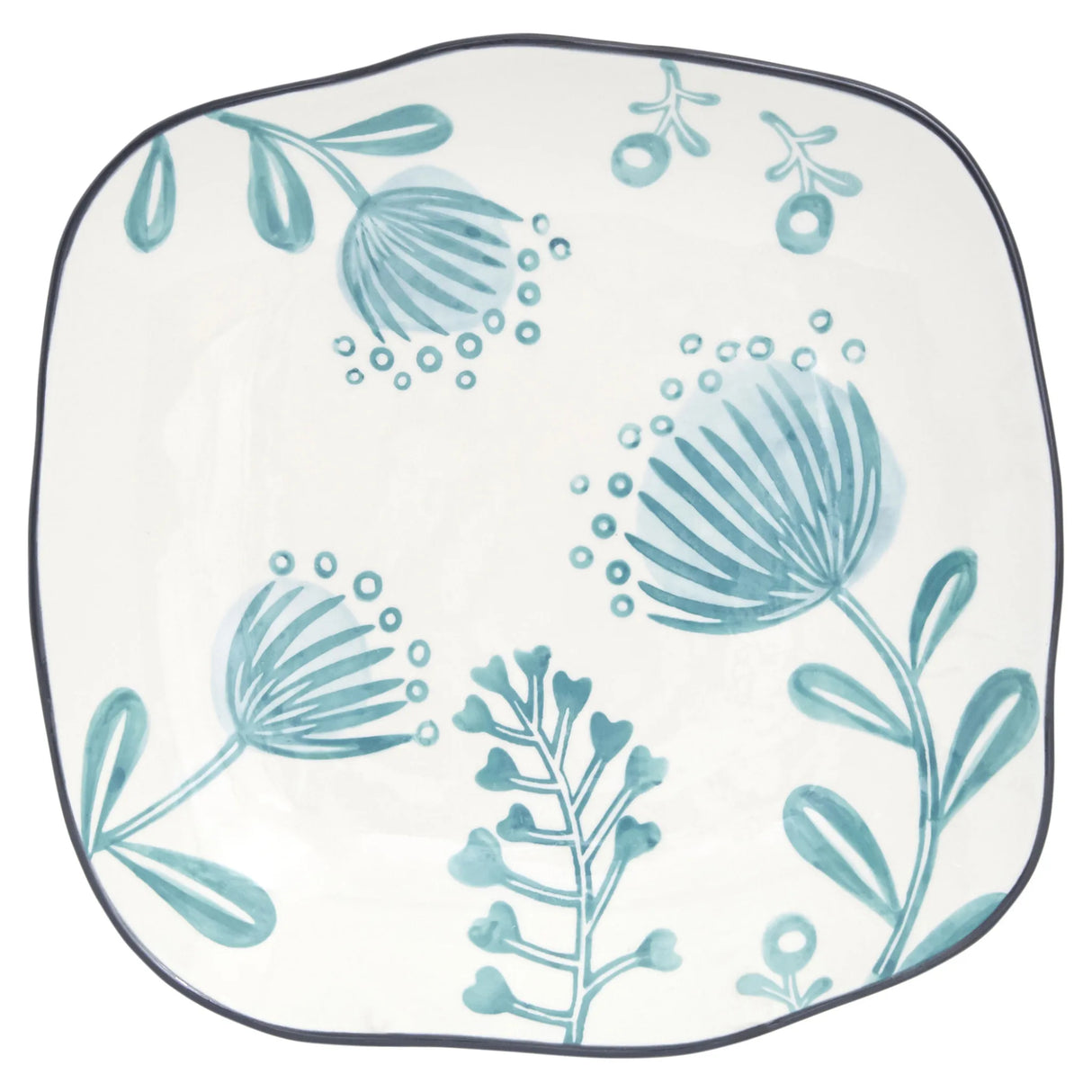 Floral Ceramic Dinnerware Set Sixteen-Piece Round Blue and White Service for Four
