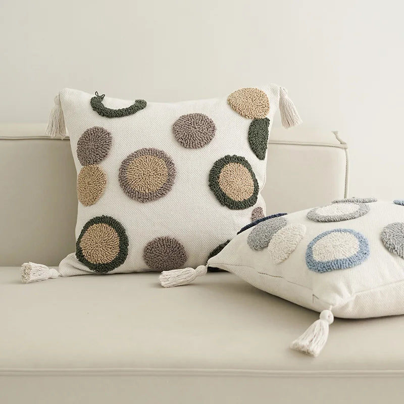 Tufted Embroidery Sofa Cushion Cover Art Throw Pillow case Living Room Decor Hotel Supplies