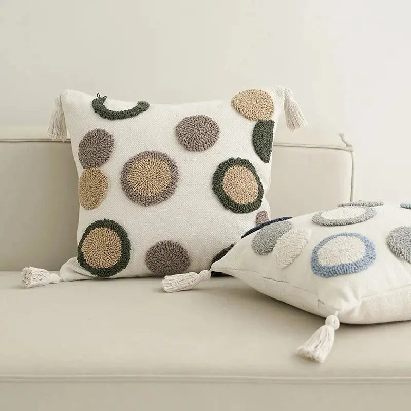 Tufted Embroidery Sofa Cushion Cover Art Throw Pillow case Living Room Decor Hotel Supplies Julia M LifeStyles