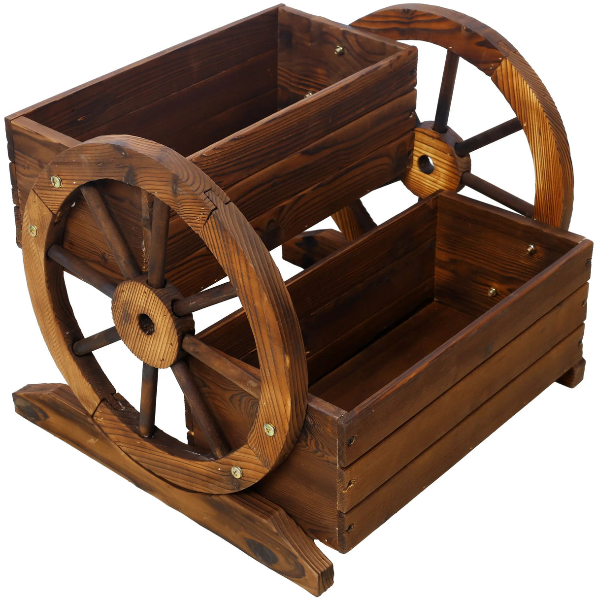 DB Large Wooden Wagon Planter Box Garden Planter with Wheels Decorative Indoor Outdoor Kit for Flowers Herbs Vegetables Julia M LifeStyles