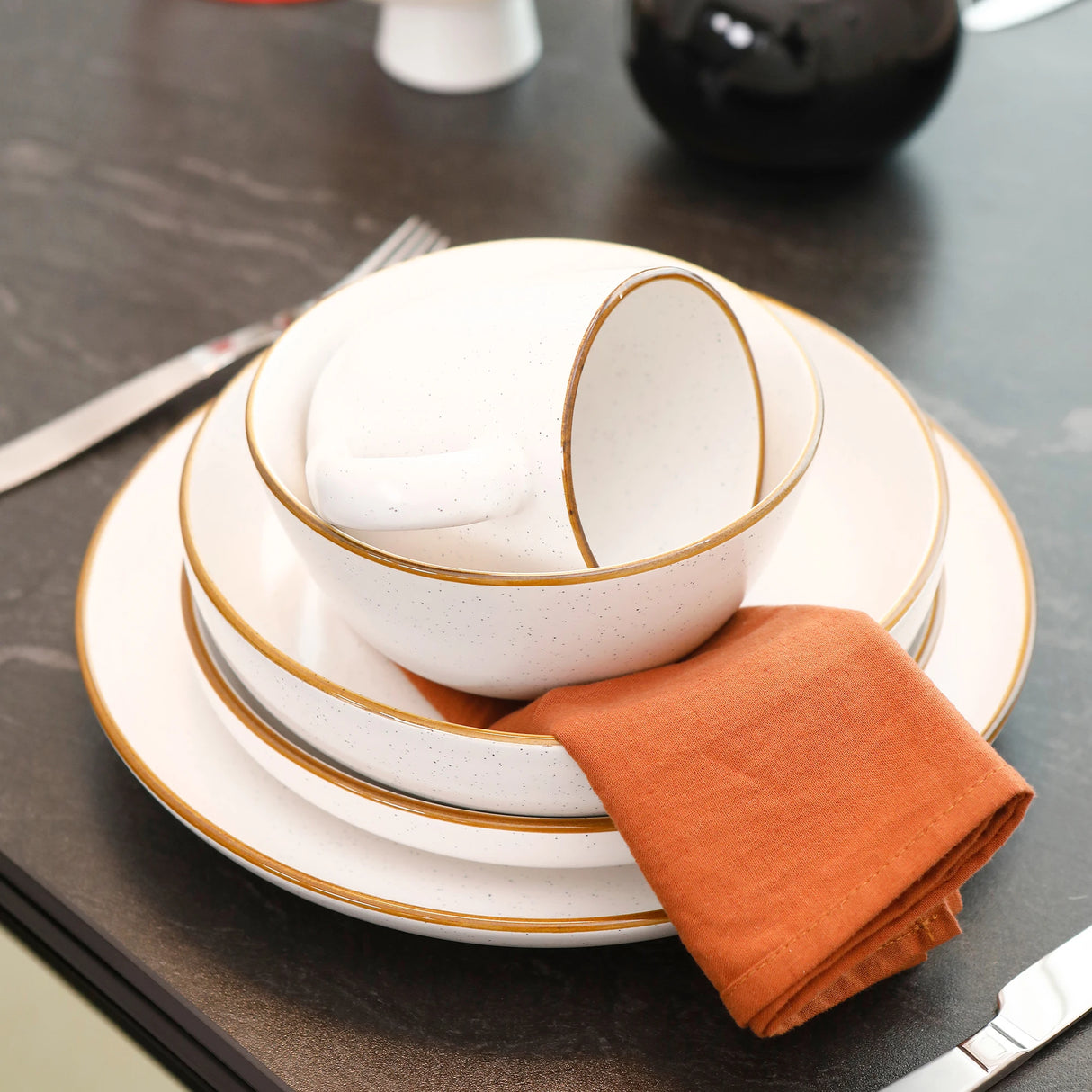 Luxury Reactive Glaze Matte White Ceramic Dinnerware Set