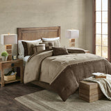 Floral & Solid 7-Piece Faux Suede Comforter Set - King, Queen, Super King