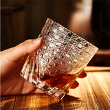 Old Fashioned Crystal Glasses Lead-Free Irregular Shot Glass Liquor Vodka Bourbon Whisky Glass Rotate Tumbler Whiskey Glass Cup
