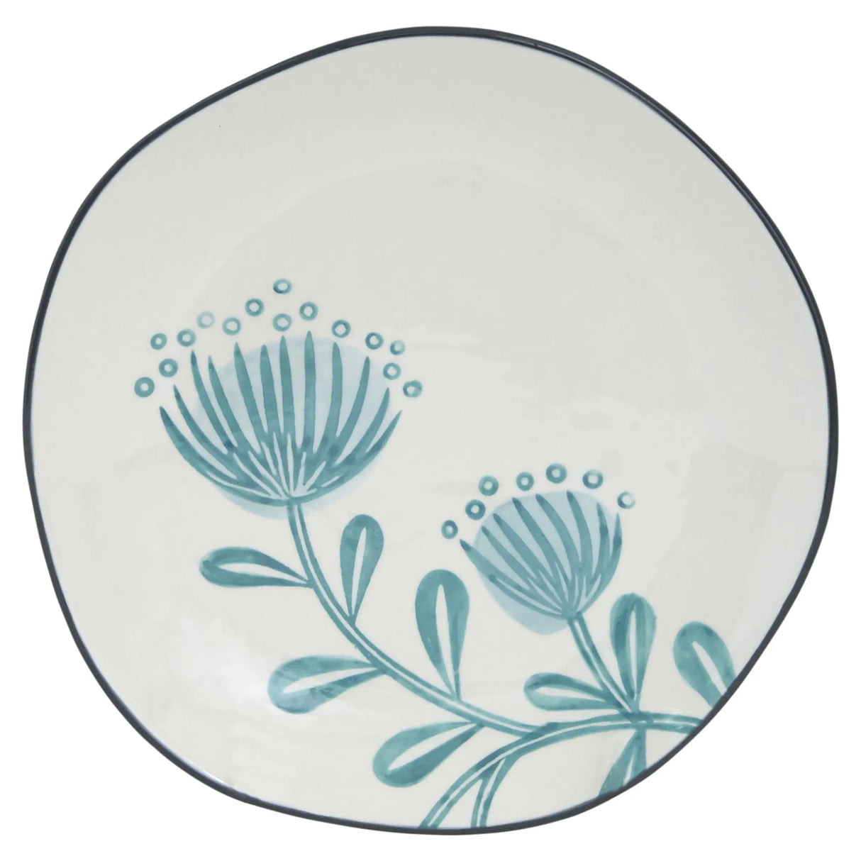 Floral Ceramic Dinnerware Set Sixteen-Piece Round Blue and White Service for Four
