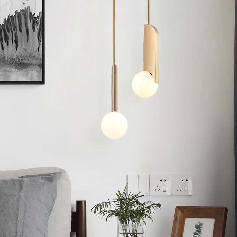 New Modern Style Hanging Kitchen Dining Table Brass Glass Pendant Light