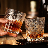Old Fashioned Crystal Glasses Lead-Free Irregular Shot Glass Liquor Vodka Bourbon Whisky Glass Rotate Tumbler Whiskey Glass Cup
