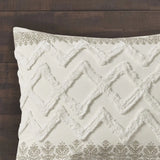 Scenic Floral & Geometric 3-Piece Cotton Duvet Cover Set with Chenille Tufting