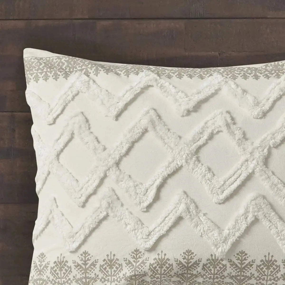 Scenic Floral & Geometric 3-Piece Cotton Duvet Cover Set with Chenille Tufting Julia M LifeStyles