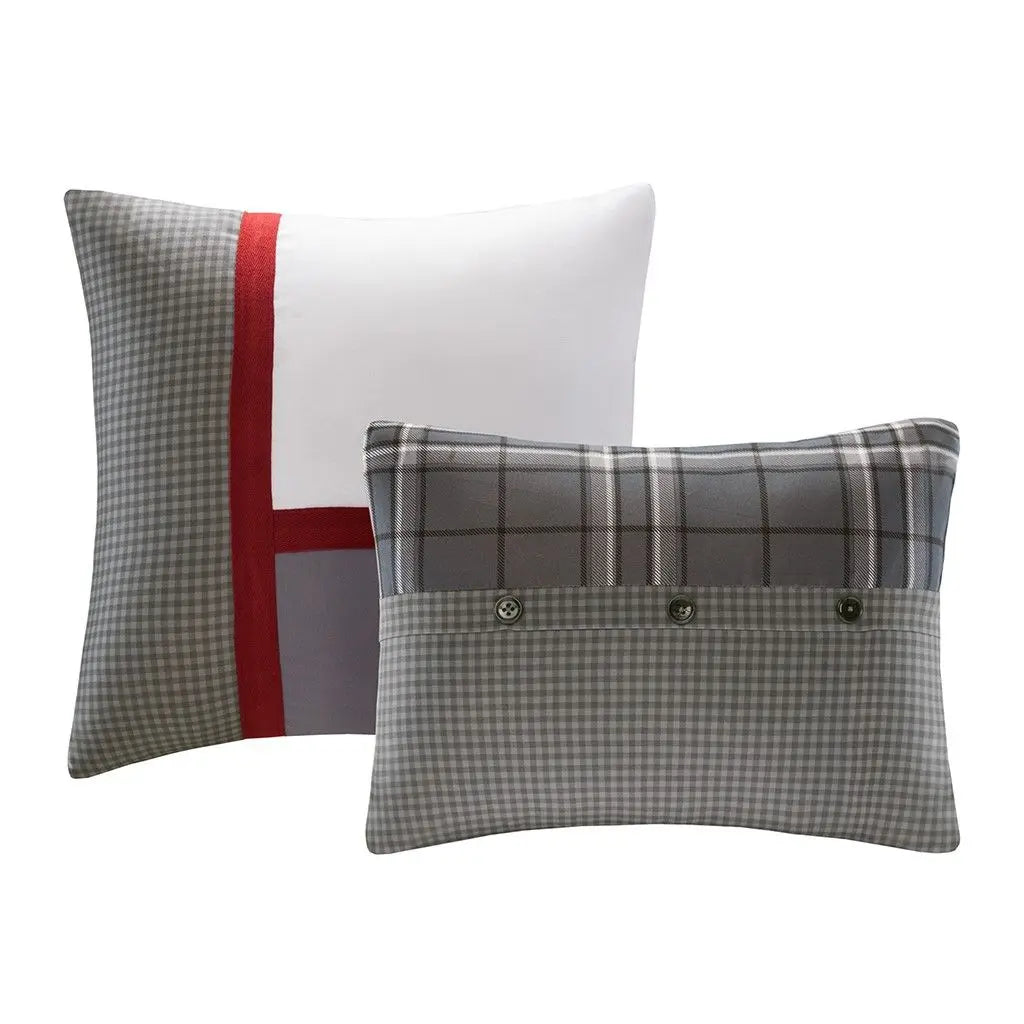 King-Size Microfiber & Cotton Comforter Set with Quilted Plaid Sheets
