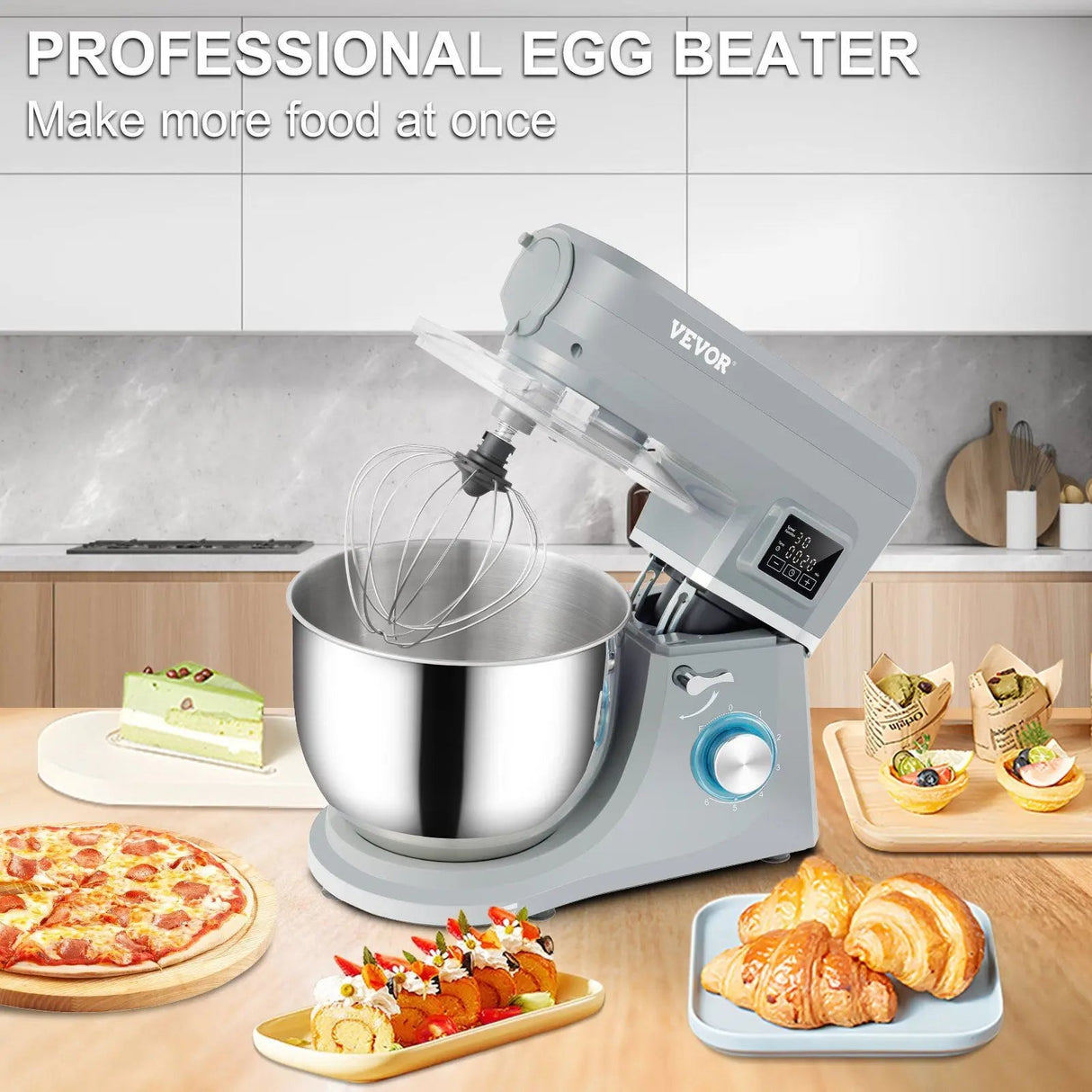 VEVOR 5-in-1 660W Tilt-Head Multifunctional Electric Food Mixer with 6 Speeds & LCD Timing 7.4 Qt Stainless Bowl Dough Hook Julia M LifeStyles