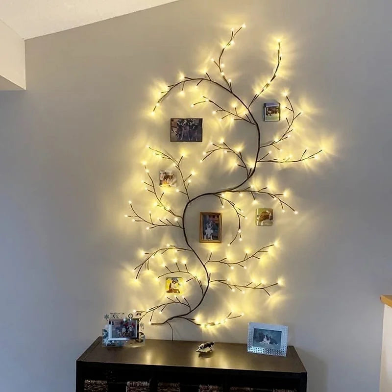 Warm White LED Willow Rattan Lights - 144 Holiday Decor for Home
